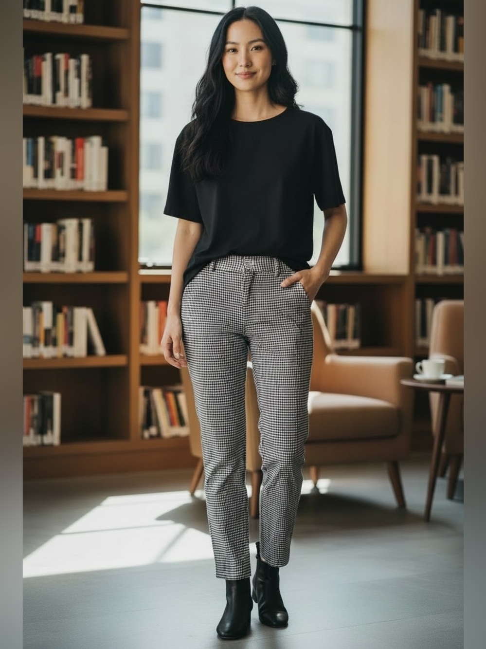 Tommy Hilfiger Plaid Mid-Rise Cropped Trousers (A1)
